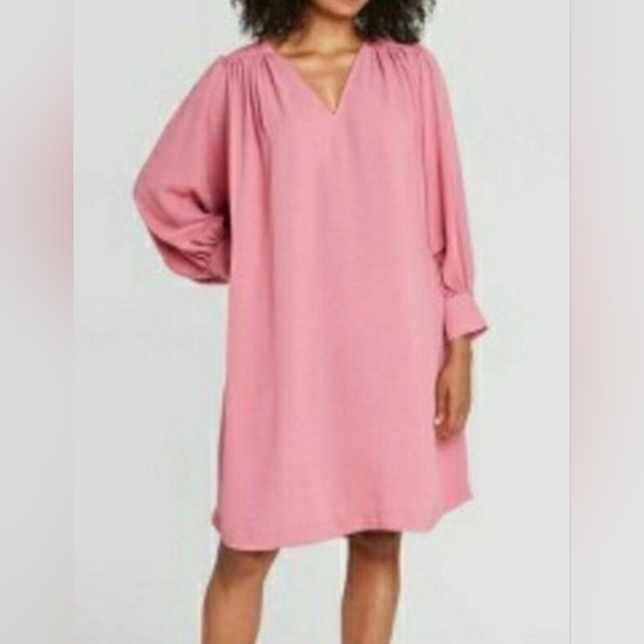 Women's Balloon Long Sleeve Dress - Prologue Sz M Cottagecore Dusty Rose Pink - Picture 1 of 10